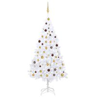 vidaXL fehér PVC megvilágított műkarácsonyfa gömb szettel 210 cm
