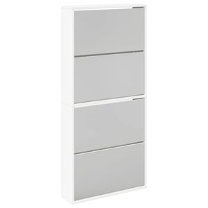 vidaXL feh&eacute;r 4 szintes t&uuml;kr&ouml;s cipőszekr&eacute;ny 63 x 17 x 134 cm