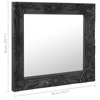 vidaXL fekete barokk stílusú fali tükör 50 x 50 cm