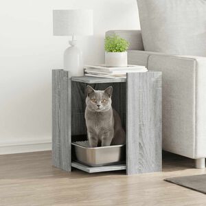 vidaXL sz&uuml;rke sonoma sz&iacute;nű szerelt fa macskaalomdoboz 42 x 42 x 51 cm