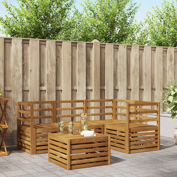 vidaXL &Uuml;lőgarnit&uacute;r&aacute;k 5 pcs Term&eacute;szetes T&ouml;m&ouml;r Ak&aacute;cfa