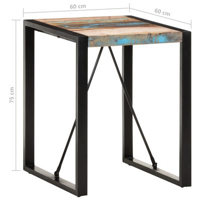 vidaXL tömör újrahasznosított fa étkezőasztal 60 x 60 x 75 cm