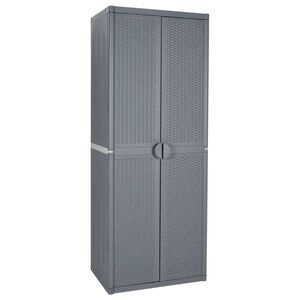 vidaXL sz&uuml;rke PP rattan kerti t&aacute;rol&oacute;szekr&eacute;ny 65 x 45 x 172 cm