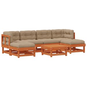 vidaXL Kerti lounge szett 7 db Viaszbarna T&ouml;m&ouml;r Fenyőfa