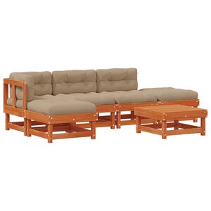 vidaXL Kerti lounge szett 6 pcs Viaszbarna T&ouml;m&ouml;r fenyő
