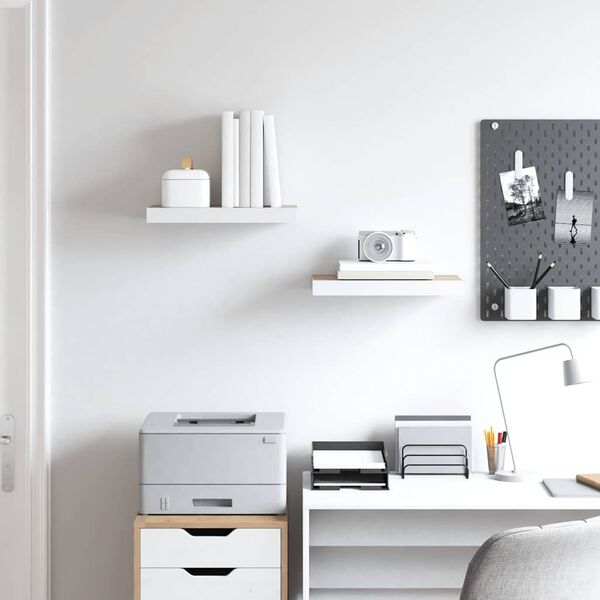 vidaXL 2 db t&ouml;lgysz&iacute;nű &eacute;s feh&eacute;r MDF lebegő fali polc 40 x 23 x 3,8 cm