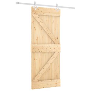 vidaXL Cs&uacute;sz&oacute; ajt&oacute; Term&eacute;szetes &eacute;s Feh&eacute;r 85 x 210 cm Szil&aacute;rd Fenyőfa