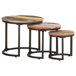 vidaXL 3 db tömör újrahasznosított fa kisasztal