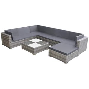 vidaXL 8-r&eacute;szes sz&uuml;rke polyrattan kerti b&uacute;torszett p&aacute;rn&aacute;kkal