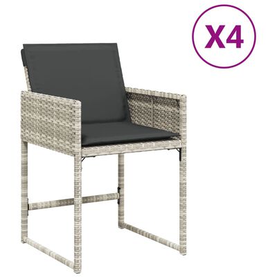 vidaXL 4 db világosszürke polyrattan kerti szék párnával