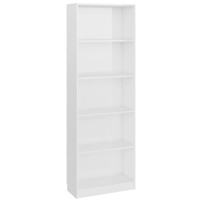 vidaXL 5-szintes magasfényű fehér forgácslap könyvszekrény 60x24x175cm