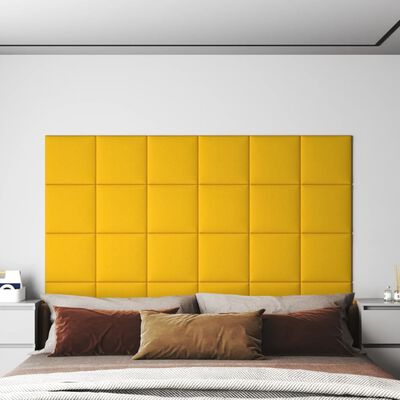 vidaXL 12 db sárga bársony fali panel 30 x 30 cm 1,08 m²