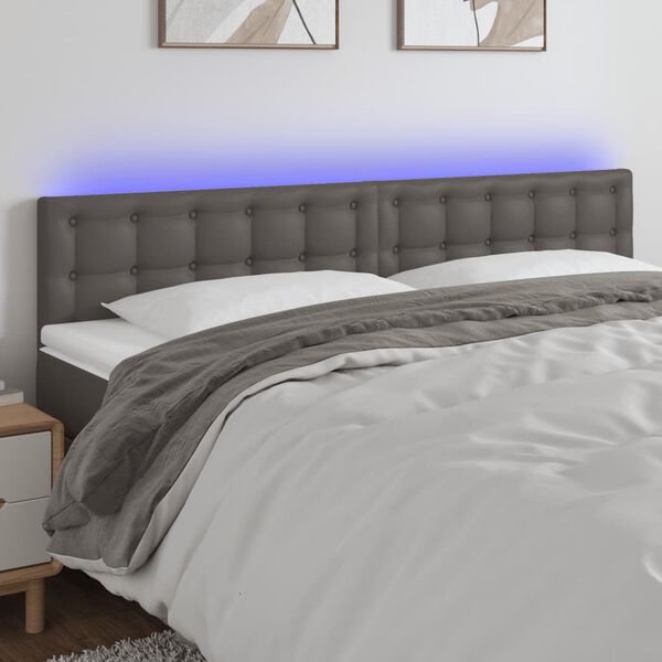 vidaXL sz&uuml;rke műbőr LED-es fejt&aacute;mla 200 x 5 x 78/88 cm