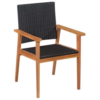 vidaXL 2 db fekete és barna polyrattan kültéri szék