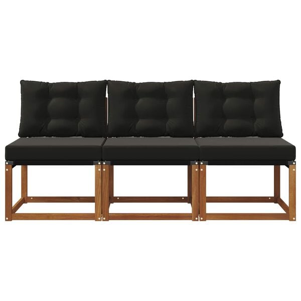 vidaXL 3 Darab K&uuml;lt&eacute;ri K&ouml;z&eacute;pső kanap&eacute; T&ouml;m&ouml;r ak&aacute;cfa &eacute;s textil&eacute;n sz&ouml;vet