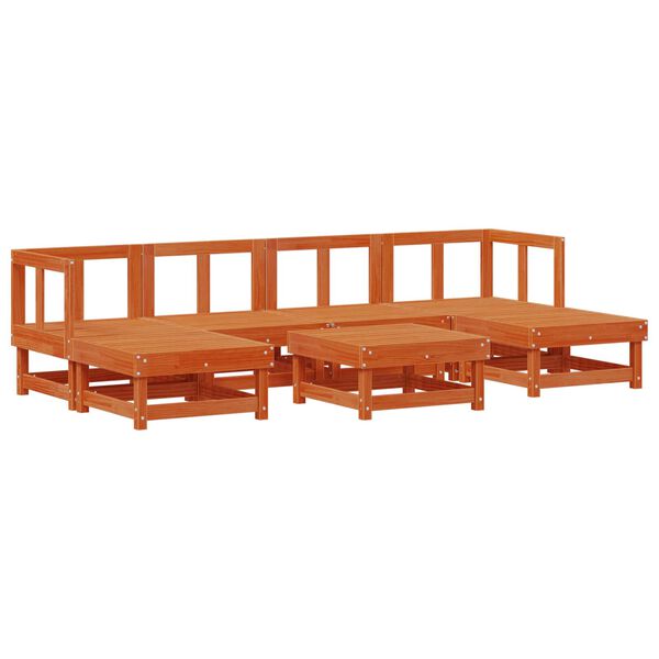 vidaXL Kerti lounge szett 7 pcs Viaszbarna T&ouml;m&ouml;r fenyő