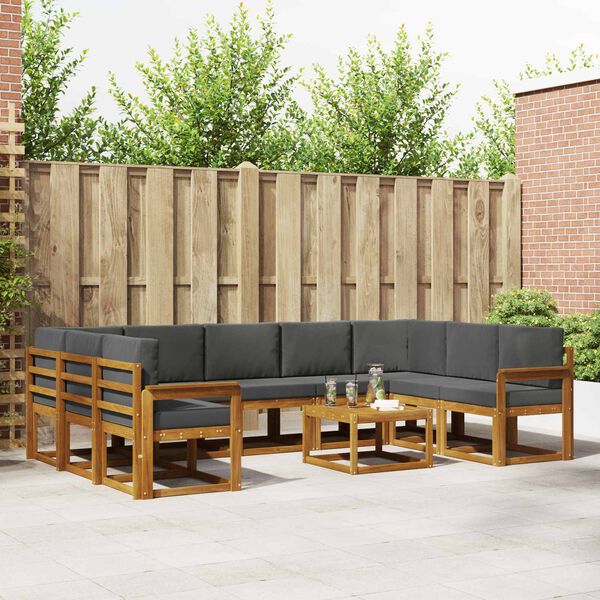 vidaXL K&uuml;lt&eacute;ri kanap&eacute; szett p&aacute;rn&aacute;val 10 pcs Term&eacute;szetes &eacute;s antracit