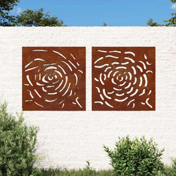 vidaXL 2 db r&oacute;zsamint&aacute;s corten ac&eacute;l kerti fald&iacute;sz 55 x 55 cm