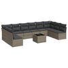 vidaXL 11 r&eacute;szes sz&uuml;rke polyrattan kerti &uuml;lőgarnit&uacute;ra p&aacute;rn&aacute;kkal