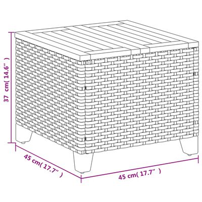 vidaXL bézs polyrattan és akácfa kerti asztal 45 x 45 x 37 cm