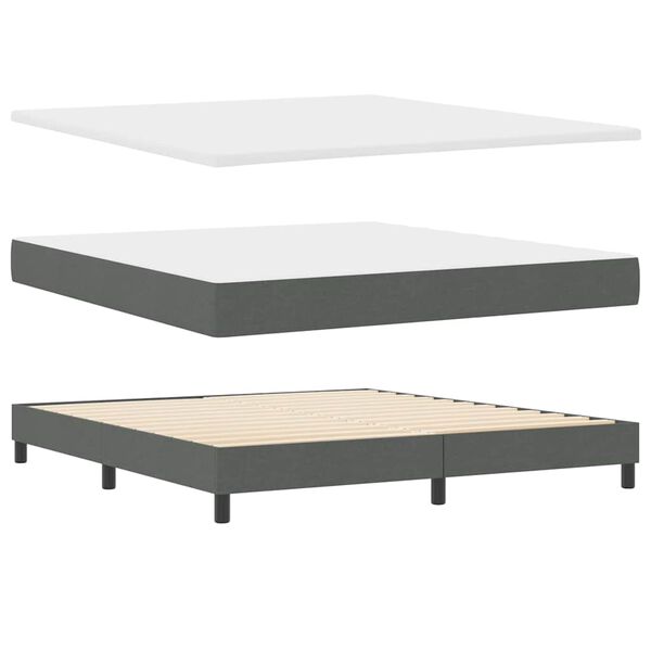 vidaXL Boxspring ágy matraccal Sötétszürke 180 x 200 cm szövet
