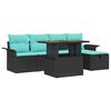 vidaXL Kerti Kanap&eacute; Szett 6 pcs Fekete polirattan