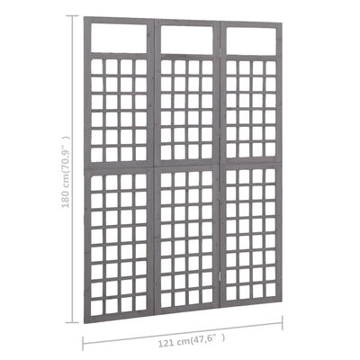 vidaXL 3 paneles szürke tömör fenyő térelválasztó/lugasrács 121x180 cm