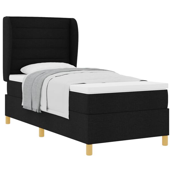 vidaXL Boxspring &aacute;gy matraccal S&ouml;t&eacute;tsz&uuml;rke 90x190 cm Sz&ouml;vet Fekete