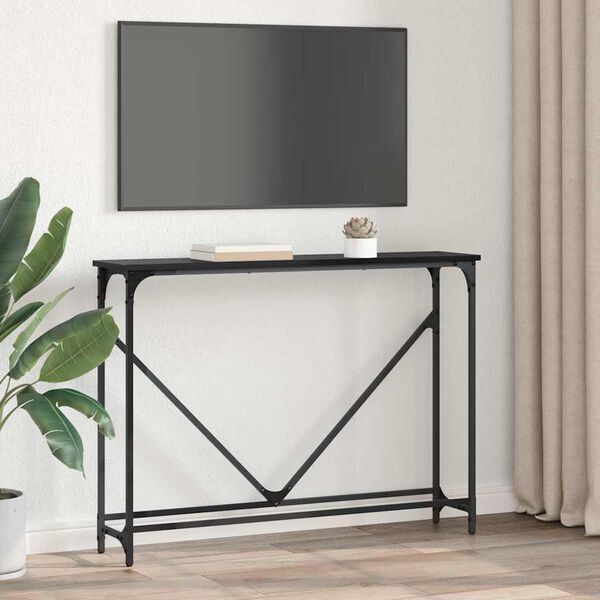 vidaXL Konzolasztal Fekete t&ouml;lgy 102 x 23 x 75 cm Faanyag