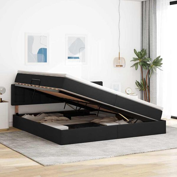 vidaXL &Aacute;gy t&aacute;rol&oacute;val &eacute;s matraccal Fekete 200 x 200 cm Faanyag