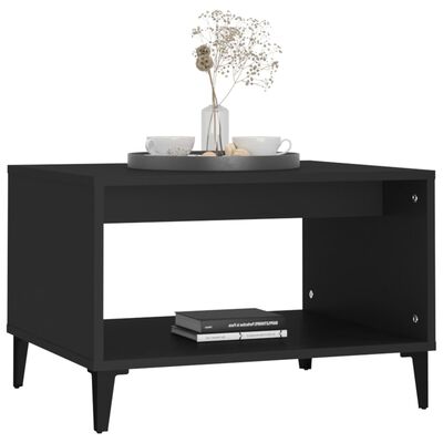 vidaXL fekete szerelt fa dohányzóasztal 60x50x40 cm