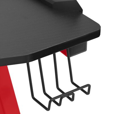 vidaXL fekete-piros Y-lábú LED-es gamer asztal 110 x 60 x 75 cm