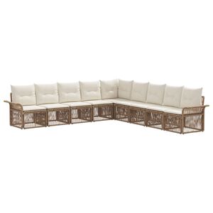 vidaXL Kerti Kanap&eacute; Szett 9 pcs B&eacute;zs polirattan