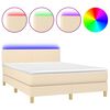 vidaXL kr&eacute;msz&iacute;nű sz&ouml;vet rug&oacute;s &eacute;s LED-es &aacute;gy matraccal 140x200 cm