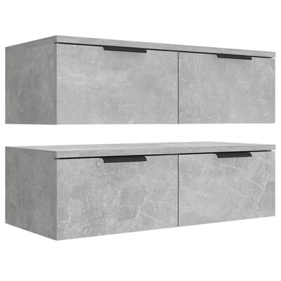 vidaXL 2 db betonszürke szerelt fa fali szekrény 68 x 30 x 20 cm