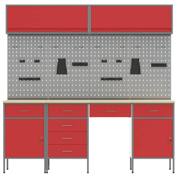 vidaXL Munkaszekr&eacute;ny fi&oacute;kkal z&aacute;rral 10 pcs Fekete Műszaki fa &eacute;s ac&eacute;l