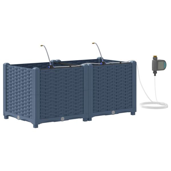 vidaXL Kerti cser&eacute;p 2 pcs Sz&uuml;rke 80 x 40 x 37,5 cm Műanyag