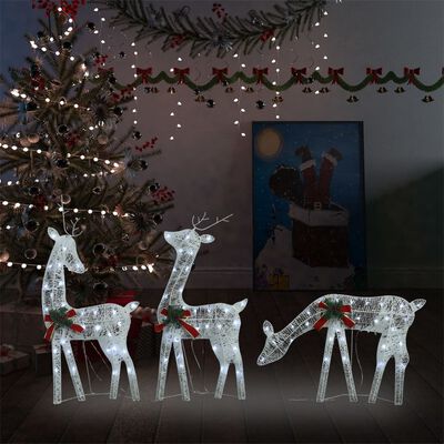vidaXL hideg fehér/fehér hálós karácsonyi rénszarvas család 270x7x90cm