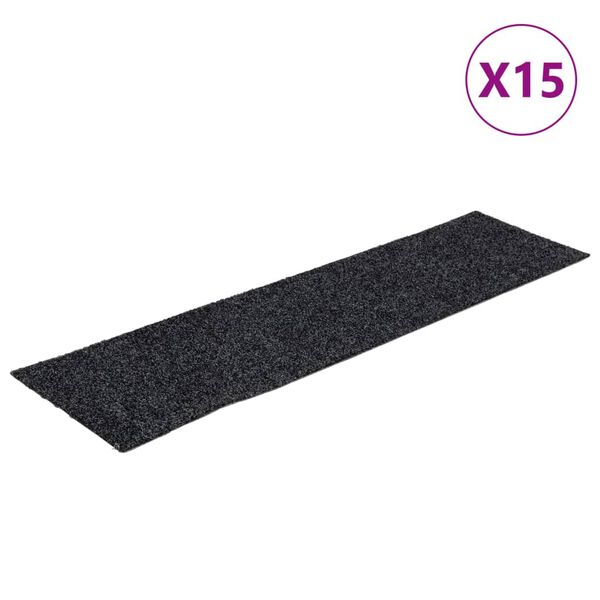 vidaXL öntapadós lépcsőszőnyegek 15 db 76 x 20 cm szürke téglalap alakú