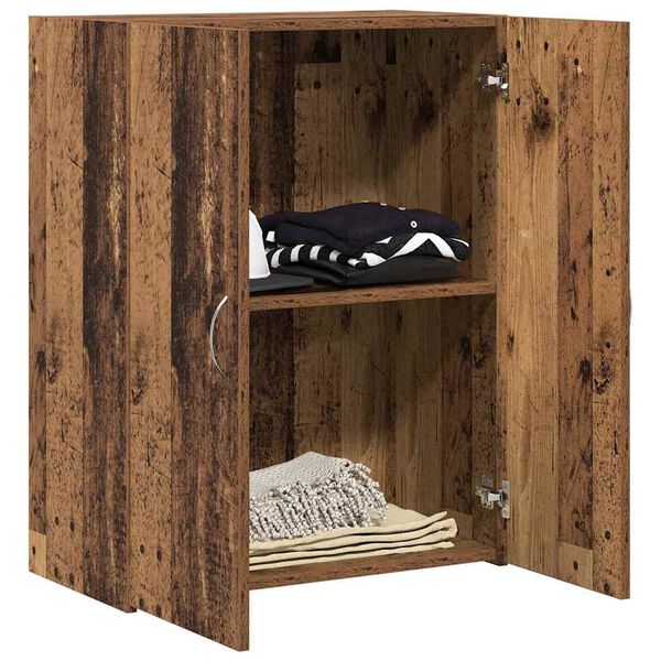 vidaXL Irodai szekr&eacute;ny ajt&oacute;val Fekete t&ouml;lgy 70 x 32 x 77.5 cm Faanyag