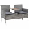 vidaXL k&eacute;tszem&eacute;lyes sz&uuml;rke polyrattan kerti pad te&aacute;z&oacute;asztallal 143 cm