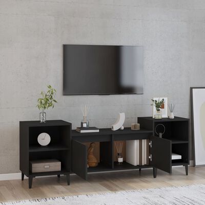 vidaXL fekete szerelt fa TV-szekrény 160x35x55 cm