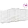 vidaXL 15 db &iacute;ves horganyzott vas gabion kos&aacute;r 400 x 50 x 160/180 cm