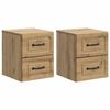 vidaXL Fali &eacute;jjeli szekr&eacute;ny 2 pcs K&eacute;zműves T&ouml;lgy 34,5 x 33 x 40 cm