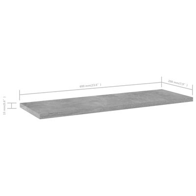vidaXL 4 db betonszürke forgácslap könyvespolc 60 x 20 x 1,5 cm