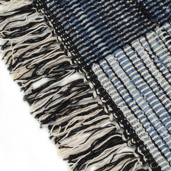 vidaXL kék, kézzel szőtt farmervászon Chindi szőnyeg 120 x 170 cm