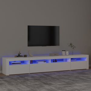 vidaXL feh&eacute;r TV-szekr&eacute;ny LED-l&aacute;mp&aacute;kkal 240x35x40 cm