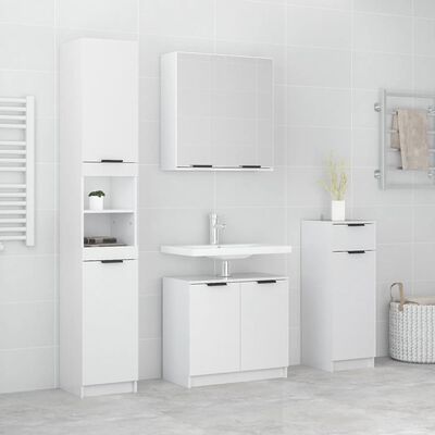 vidaXL 4 részes magasfényű fehér szerelt fa fürdőszobaszekrény-szett