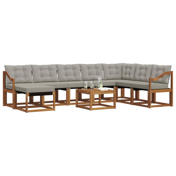 vidaXL K&uuml;lt&eacute;ri kanap&eacute; szett 9 pcs Term&eacute;szetes &eacute;s Vil&aacute;gossz&uuml;rke