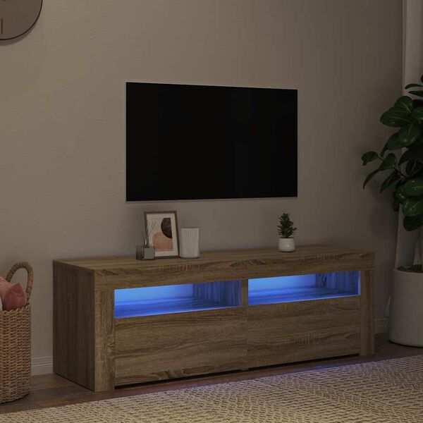 vidaXL sonoma tölgy színű TV-szekrény LED-lámpákkal 120 x 35 x 40 cm